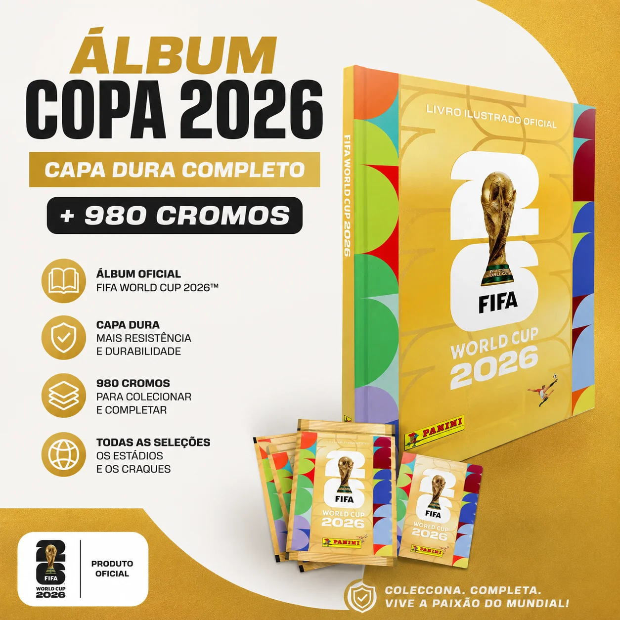 Álbum Copa 2026 Capa Dura Completo + 980 Cromos Panini